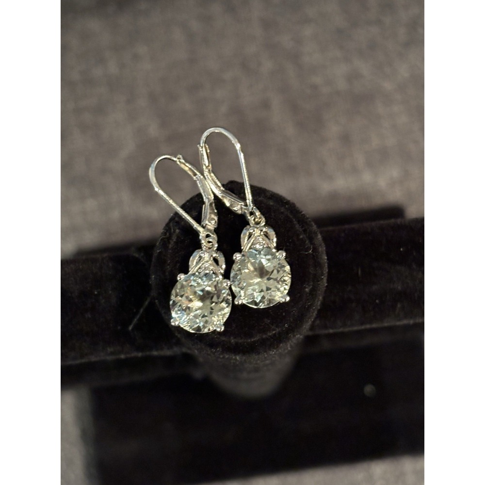 Green Amethyst (Prasiolite) Drop Earrings Sterling Silver - Van Courtland Blue
